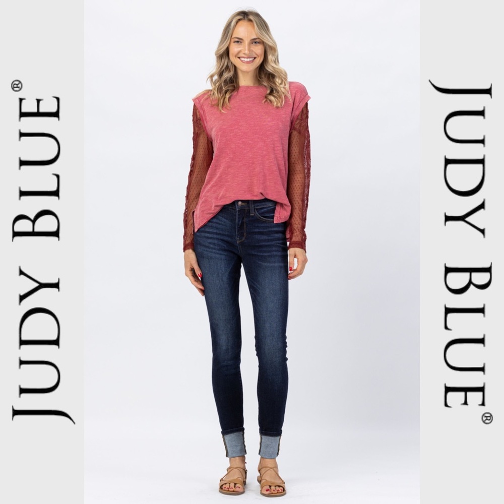 JUDY BLUE | Long Inseam (34”) Dark Wash Skinny Jeans - NWT - Picture 6 of 9
